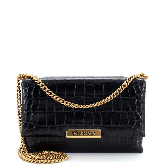 Balenciaga | Bags | Balenciaga Triplet Shoulder Bag Crocodile Embossed ...